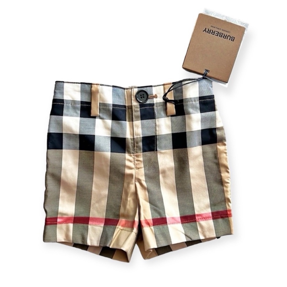 Burberry Unisex Royston Icon Stripes Shorts in Archive Beige IP Check, Size 6M